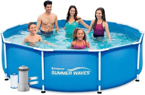 Summer Escapes Waves Frame Pool 305m X 76cm 10ft X 30 With Filter Pump Uk Garden