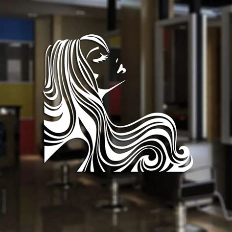 girl hair salon wall sticker hairdresser poster beauty barbershop glass decal wall art stickers