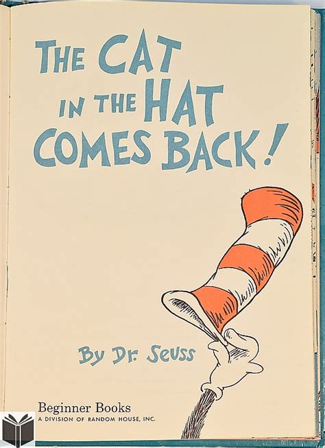 Sold Price Dr Seuss The Cat In The Hat Comes Back 1958 Vintage