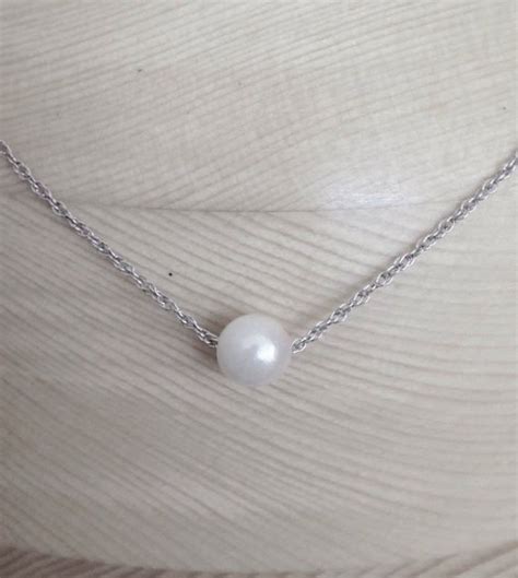 Floating Pearl Genuine Cultured Pearl Necklace One Single Etsy