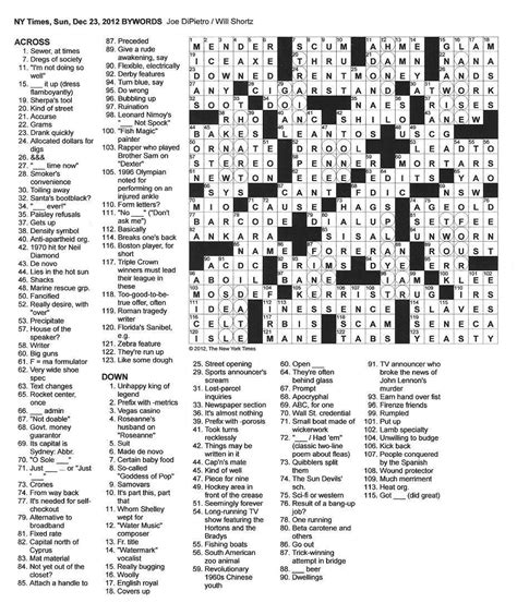 The New York Times Crossword In Gothic 122312 — Side By Side