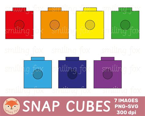 Snap Cubes Clip Art Rainbow Colors Unifix Connecting Cubes Etsy España
