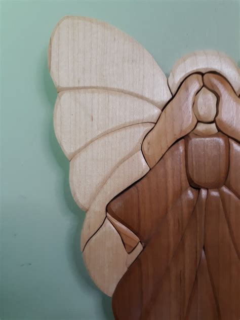 Angel Wood Intarsia Wall Hanging Handcrafted Scroll Saw Art Etsy