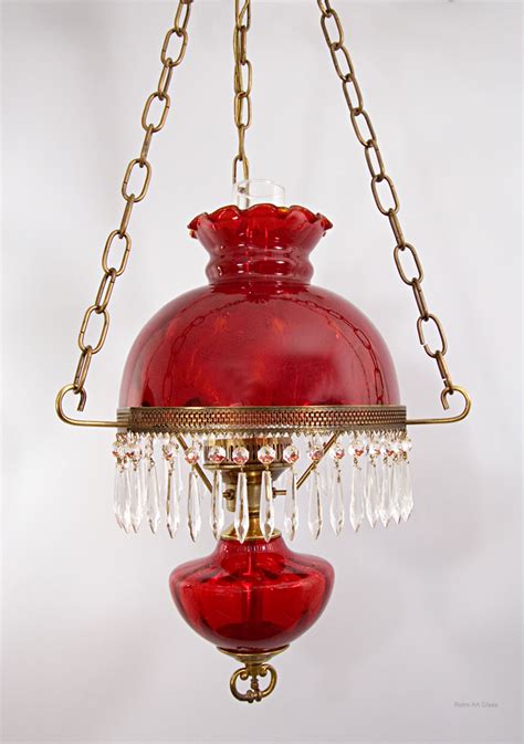 Victorian Style Hanging Lamp By Fenton Art Glass