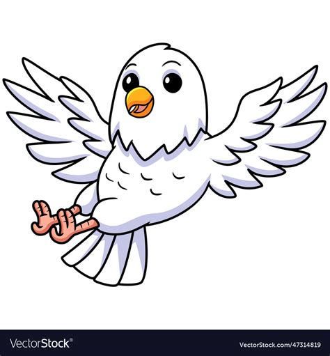 Cute White Love Bird Cartoon Flying Royalty Free Vector
