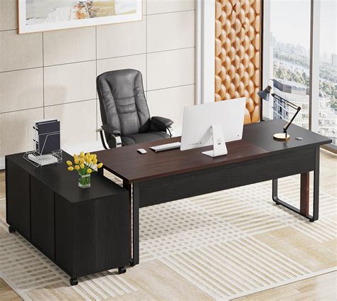 Buy Tribesigns 708 Large Executive Office Desk With Lateral File