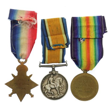 Ww1 1914 15 Star Medal Trio Pte H Scurrah 6th Bn Kings Own