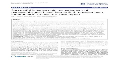 Successful Laparoscopic Management Of Paraesophageal Case Report