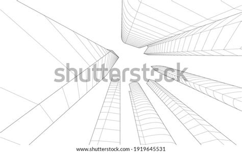 Perspective View Abstract Modern City Architecture Stock Vector
