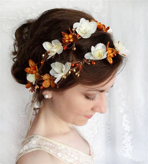 Fall Wedding Flower Crown Autumn Bridal Hair By Thehoneycomb