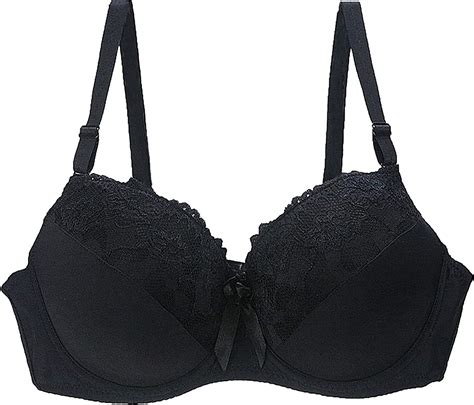 Womens Sexy Lace Bra Underwire Push Up Bra Unlined Demi Sheer Plus Size Elastic Underwear Black