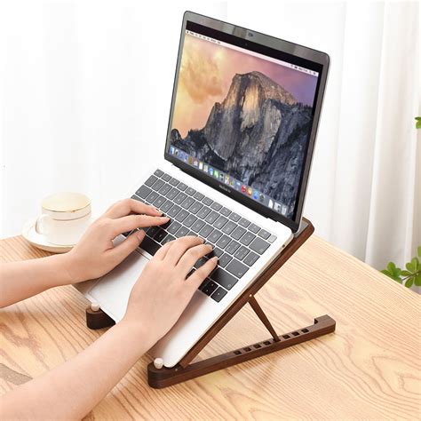 Custom Laptop Vertical Stand And Holder Black Walnut Wood Laptop Dock