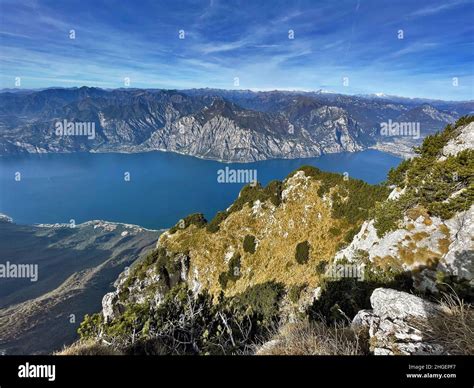 Panorama On Limone Sul Garda Lake Monte Baldo Hiking Trail Trento
