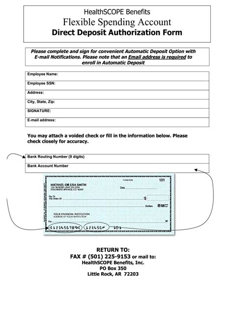 Printable Direct Deposit Form Template