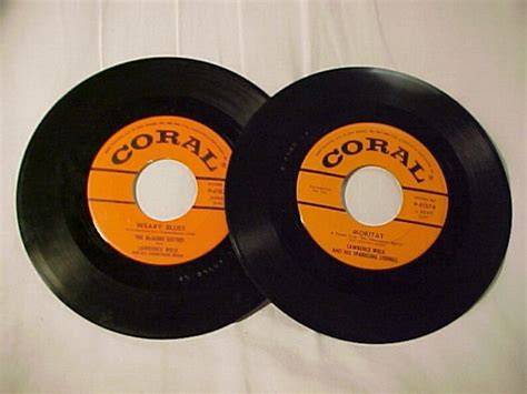 c1950s set of 2 lawrence welk and the mcguire sisters vinyl 45 rpm coral records no s 9 61670 9