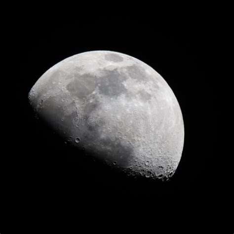 Half Moon With Black Sky Background At Night Stock Image Image Of