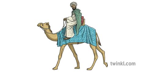 Ibn Battuta On A Camel Muslim Maroccan Scholar History Ks2 Illustration