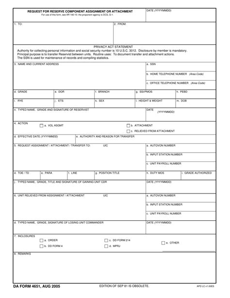 Da Form 4651 Fill Out Sign Online And Download Fillable Pdf