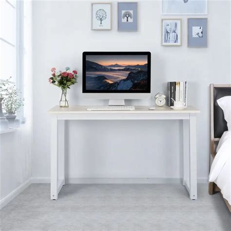 Yaheetech Computer Desk Workstation With White Metal Frame Vigshome