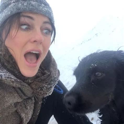 Liz Hurley Ditches Bikinis For Winter Wear As She Frolics In The Snow