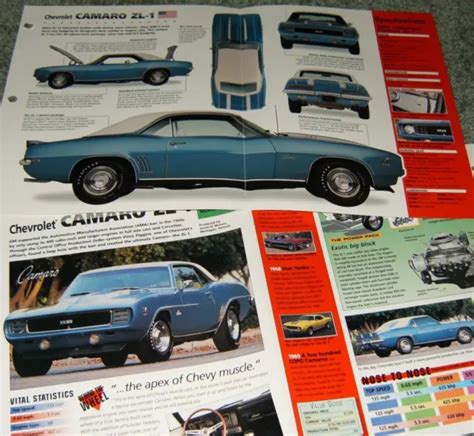 1969 Chevy Camaro Zl 1 Spec Info Poster Original Brochure Specs Info Ad