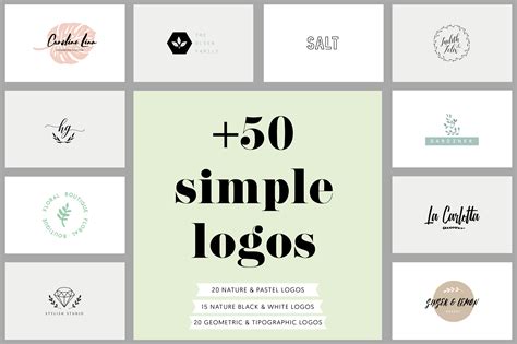 50 Simple Logos And 3 Business Cards
