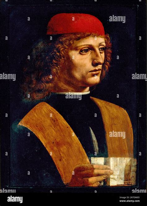 Leonardo Da Vinci Portrait Of A Musician Painting In Oil On Panel