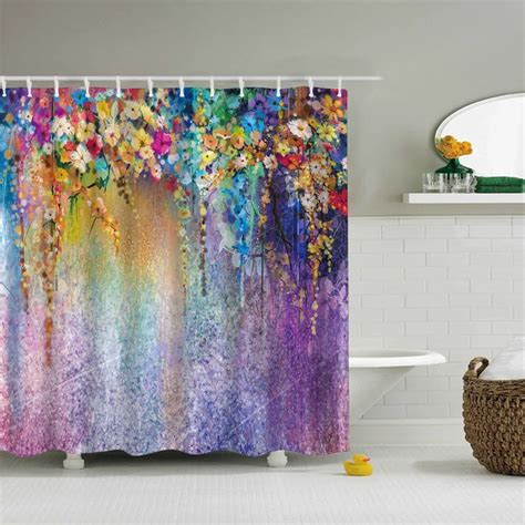 Ouneed 3d Floral Printing Shower Curtains For Bathroom Waterproof Polyester Fabric Shower Bath