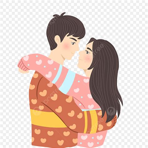 Cartoon Cute Sweet Hugging Little Couple Cartoon Cute Sweet Png