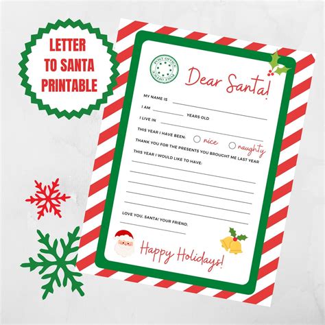 Letter To Santa Dear Santa Wish List Digital File Christmas