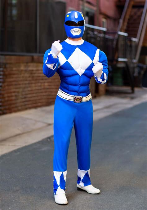 Mens Power Rangers Blue Ranger Muscle Costume Munimorogobpe