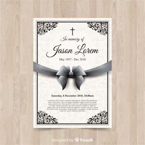 Free Vector Funeral Card Template Plantillas De Tarjetas Tarjetas Conmemorativas Tarjetas