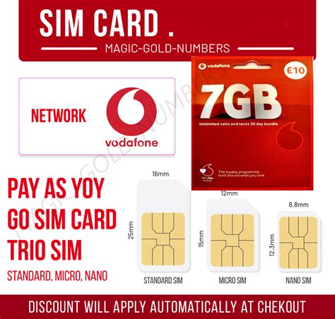 Official Uk Vodafone Sim Card Pay As You Go Payg Standard Micro Nano