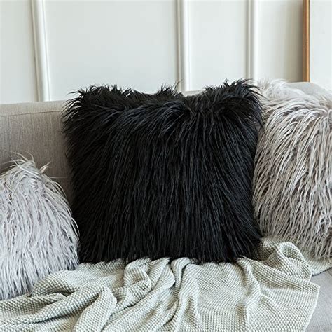 Miulee Pack Of 2 Decorative New Luxury Series Style Black Faux Fur