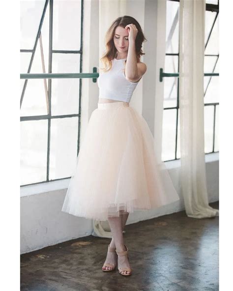 Buy Free Shipping Pink Simple Midi Tulle Skirt For