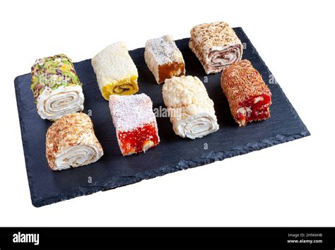 Turkish Delight Set Of Assorted Turkish Delights With Various Flavors Cream Filled Lokum Rolls