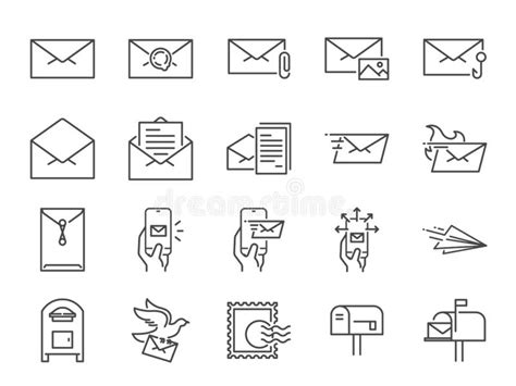 Значки электронной почты и конверта на белой предпосылке Иллюстрация