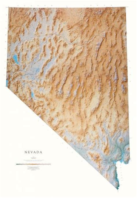 Buy Map Nevada Physical Laminated Wall Map By Raven Maps