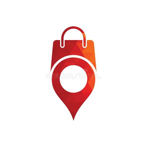 Map Pin Location With Shopping Bag Logo Design Stock Vector