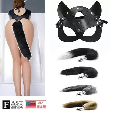 Women Fox Tail Butt Plug Stainless Steel Anal Plug Head Mask Sm Collar Sex Toy Kienitvc Ac Ke