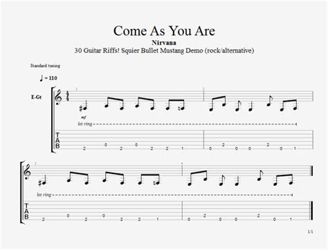 Nirvana Come As You Are Bluesmannus Guitar Tabs