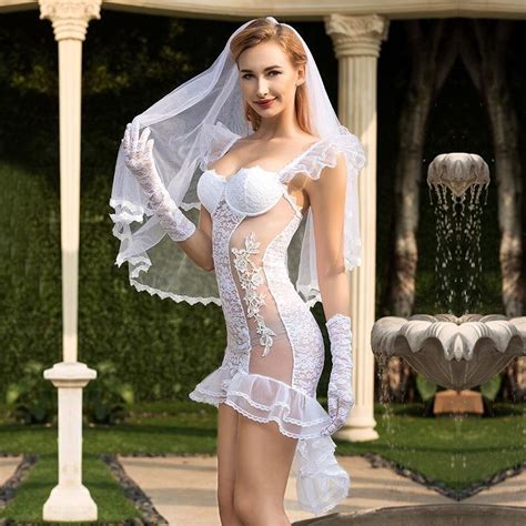 Sexy 4 Tlg Brautkleid Kostüm Weiß 3495