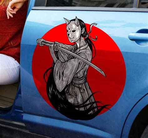 Ninja Girl Silhouette Car Decal Tenstickers