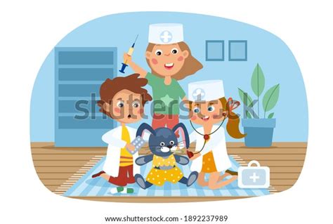 Three Young Kids Playing Fancy Dress Stock Vector Royalty Free 1892237989