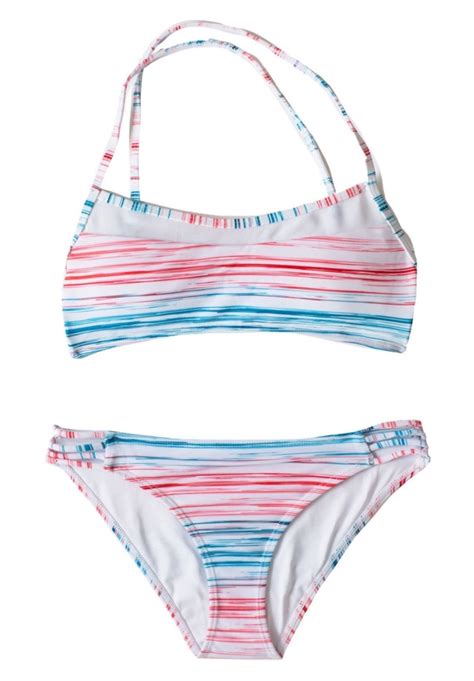 Sunset Beach Bikini Set Striped Cross Back Scoop Chance Loves