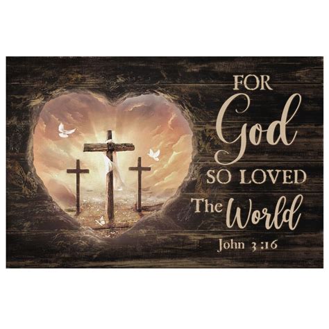 For God So Loved The World John 3 16 Bible Verse Canvas Wall Art Christian Wall Decor Christ