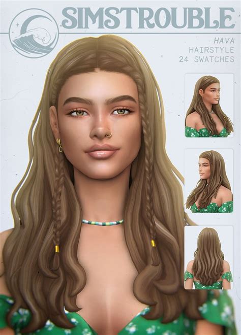 Hava Hairstyle By Simstrouble W And Wo Braids Simstrouble Sims