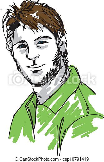 Vector Clip Art Of Sketch Of Handsome Man Face Vector