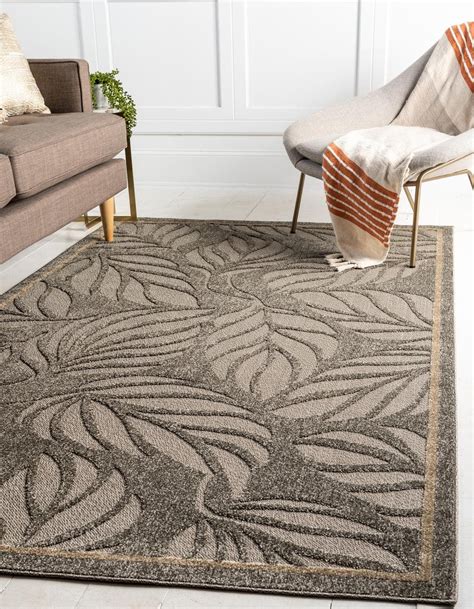 Outdoor Botanical Ruggray Rectangle 8 X 10 In 2021 Botanical Rug