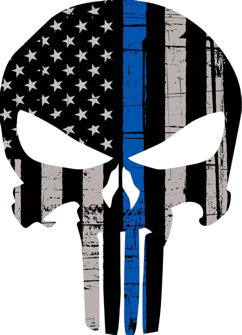 Punisher Skull American Flag Police Blue Line 55 Decal Etsy
